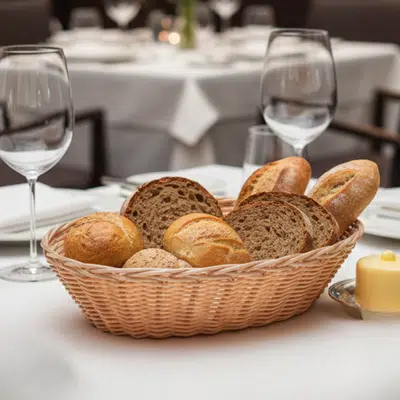 KH Plastic Rattan Bread Basket Oval - Image 2