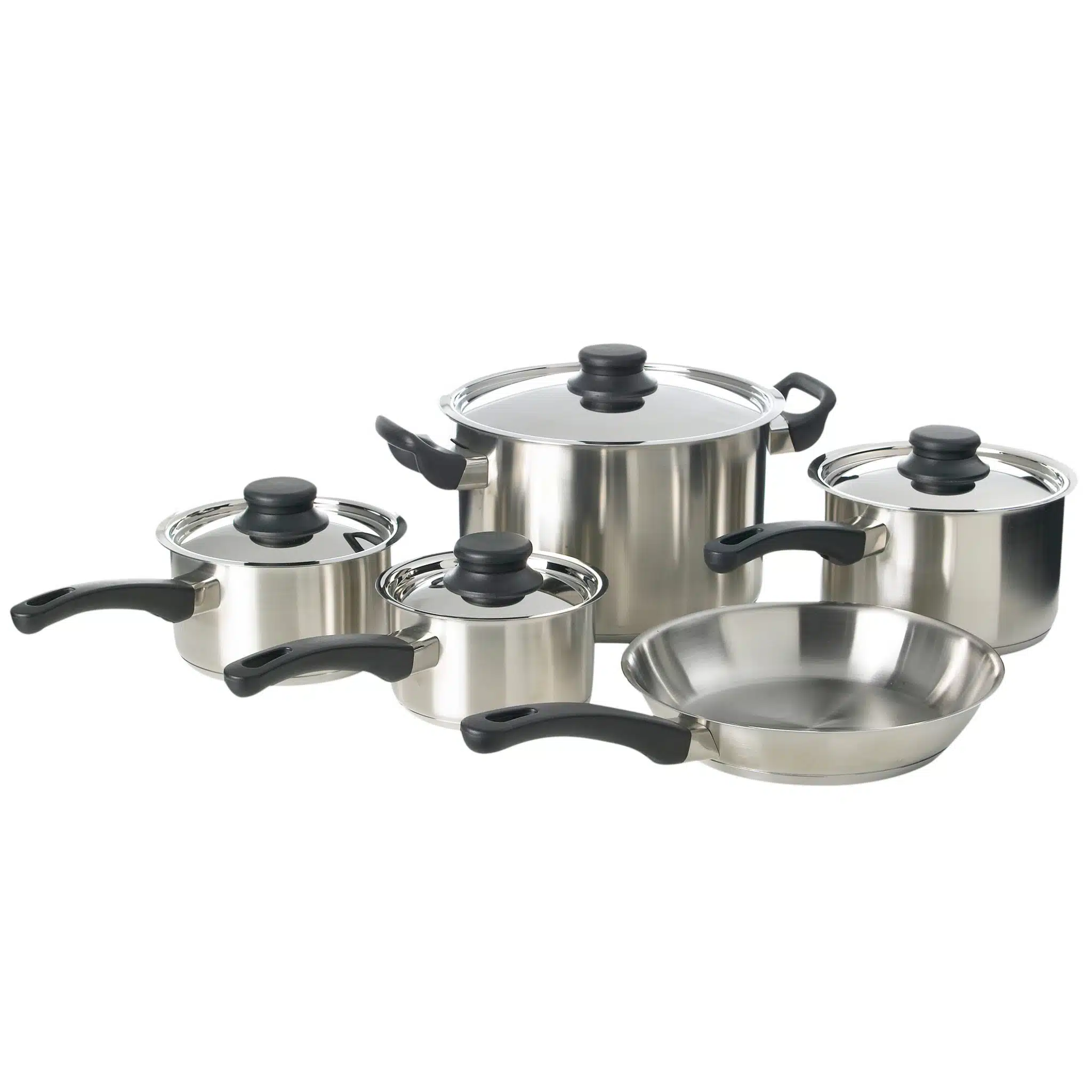 62500 - 5 Piece Saucepan Set Stainless Steel With Bakelite Handle