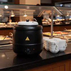 Soup warmer in a buffet setting