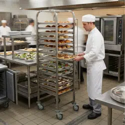 gn pan carrier in hostpialty setting with food on it