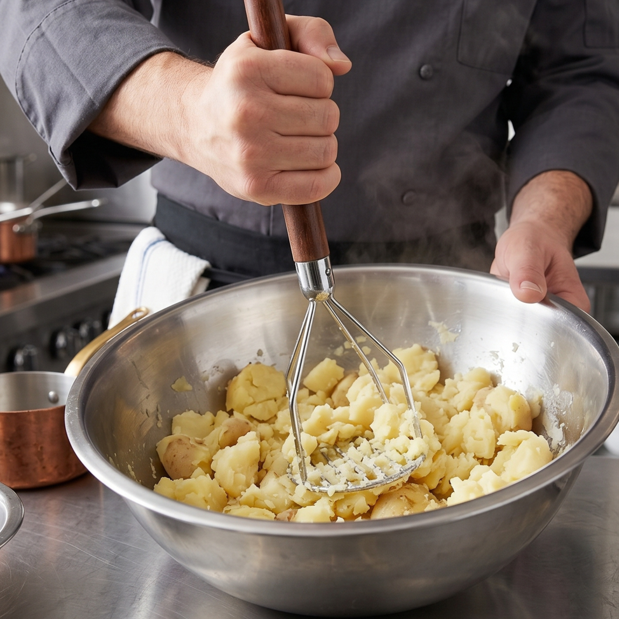 potato masher mashing potatoes