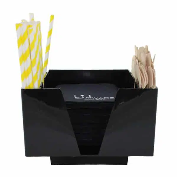 KH Classik Chef Bar Caddy Napkin Straw Holder 194 x 142 x 136mm Black