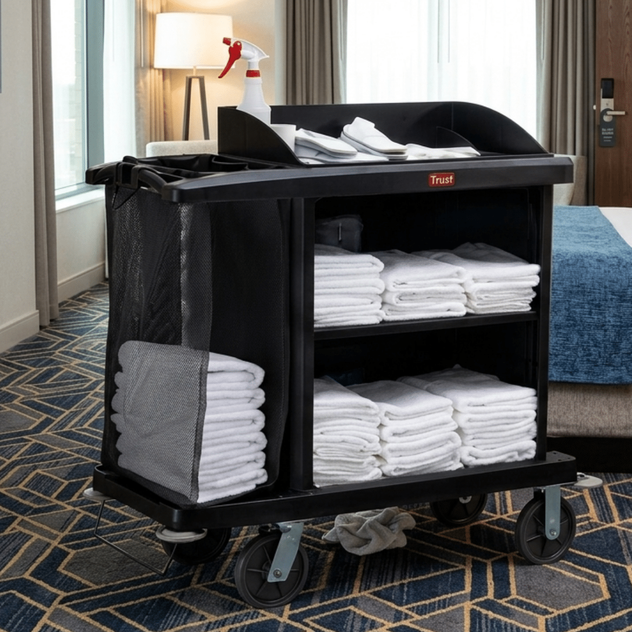 grandmaid fine housekeeping cart in hotel