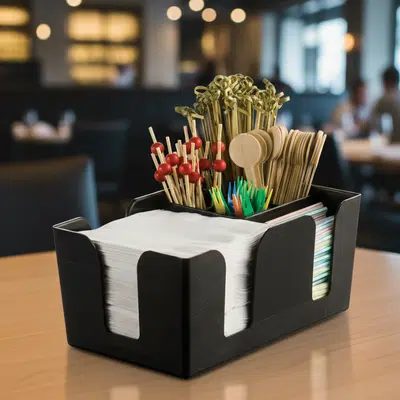 KH Probar® Bar Caddy Napkin Straw Holder Black - Image 2