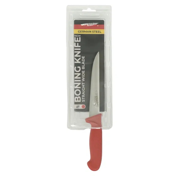 48224 KH Kharve Boning Knife Straight And Wide Blade 15cm Red