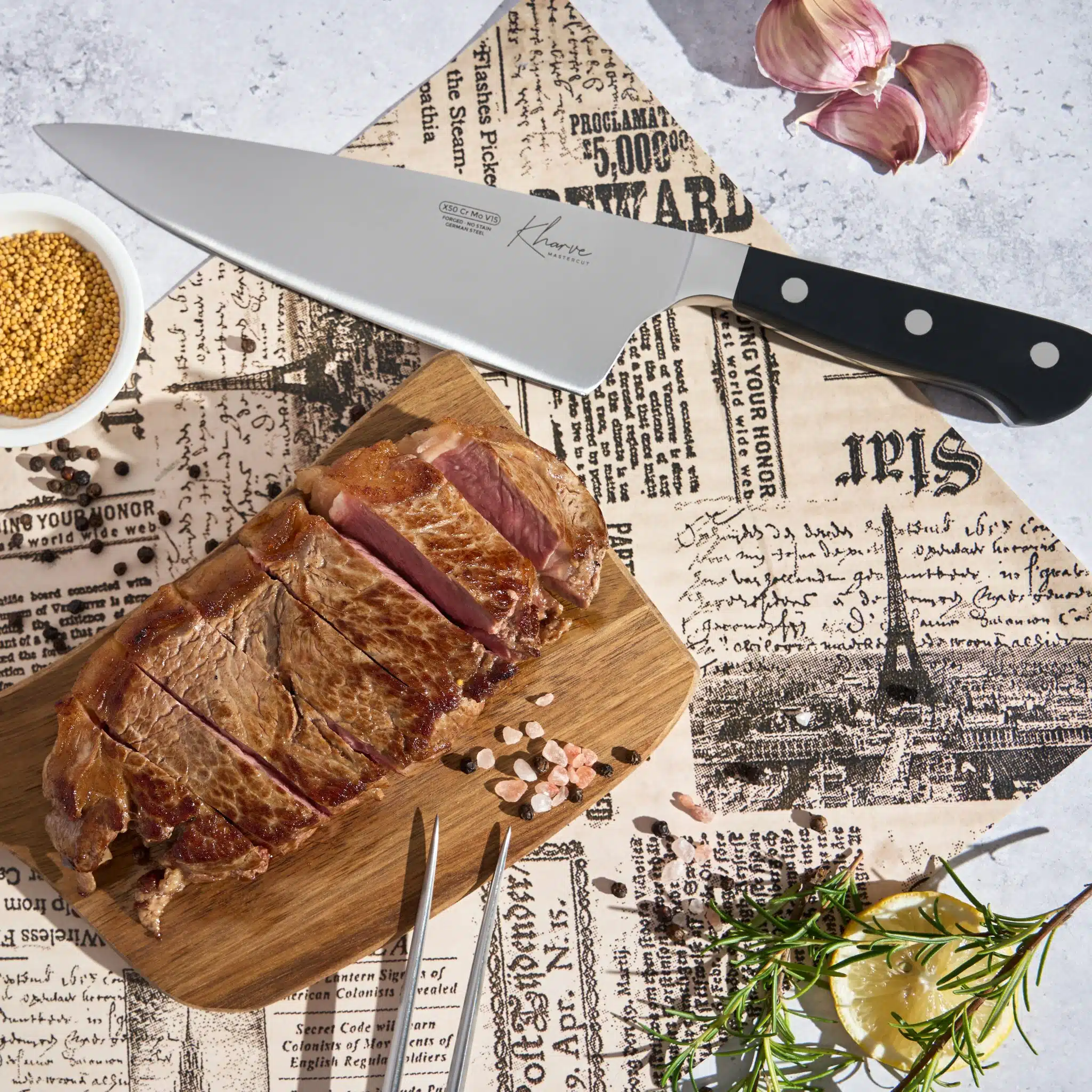 KH Kharve® Master-Cut 20cm Cooks Knife Wide Blade - Image 2