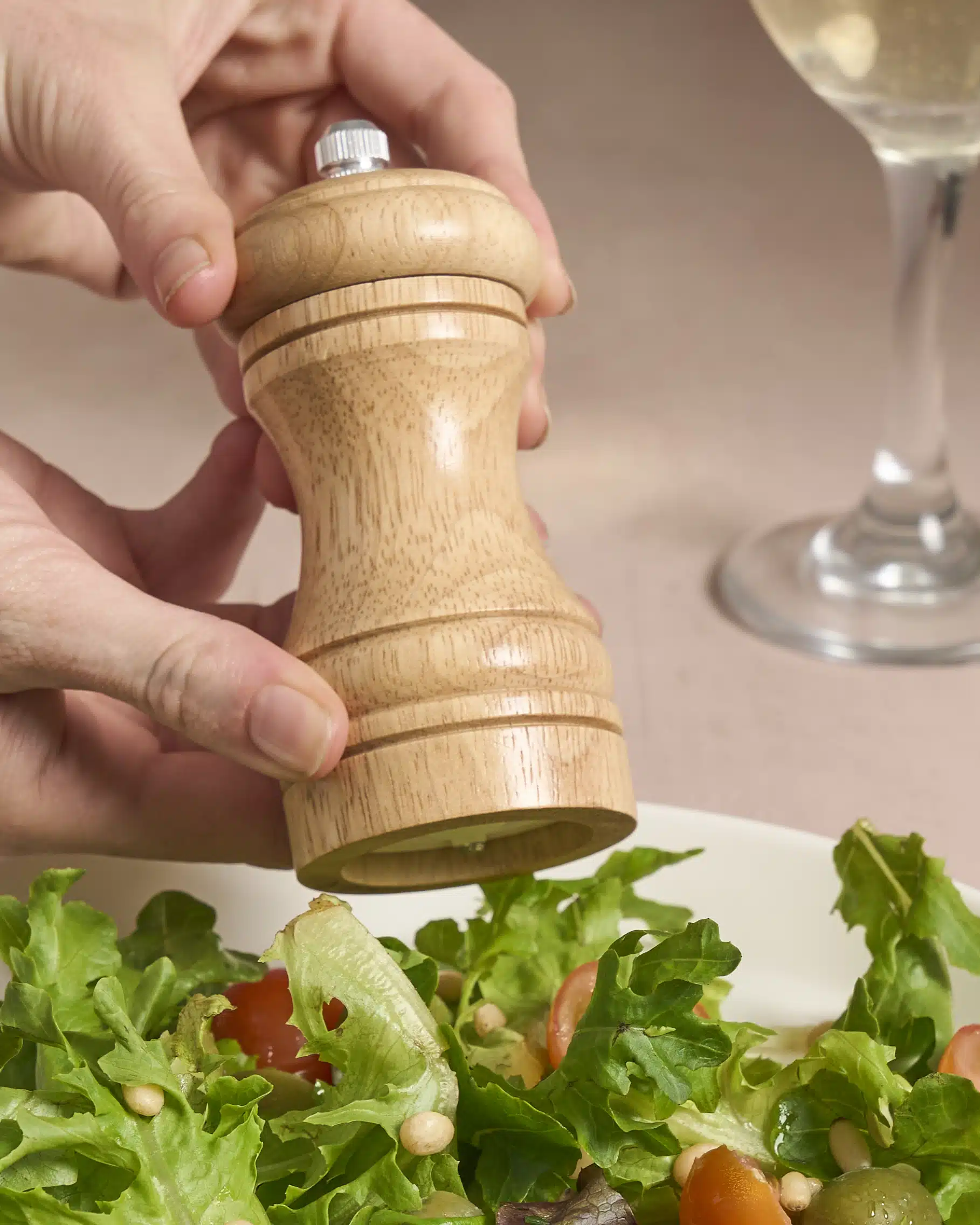 KH HandKraft® Wood Pepper Grinder Light Brown - Image 2
