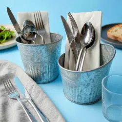 cutlery holder / caddy on blue background