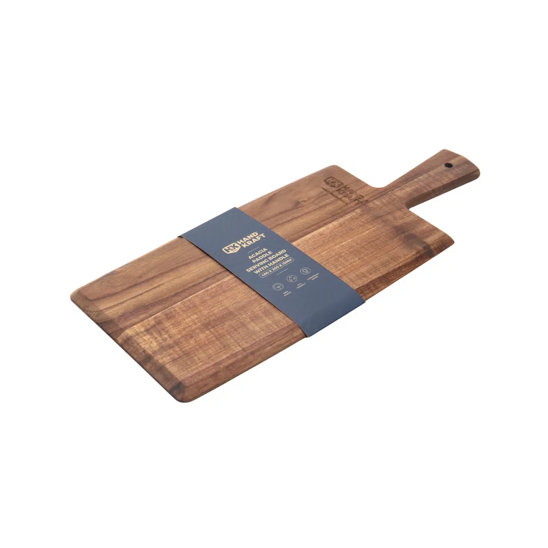 KH HandKraft®Acacia Paddle Serving Board With Handle - Image 6