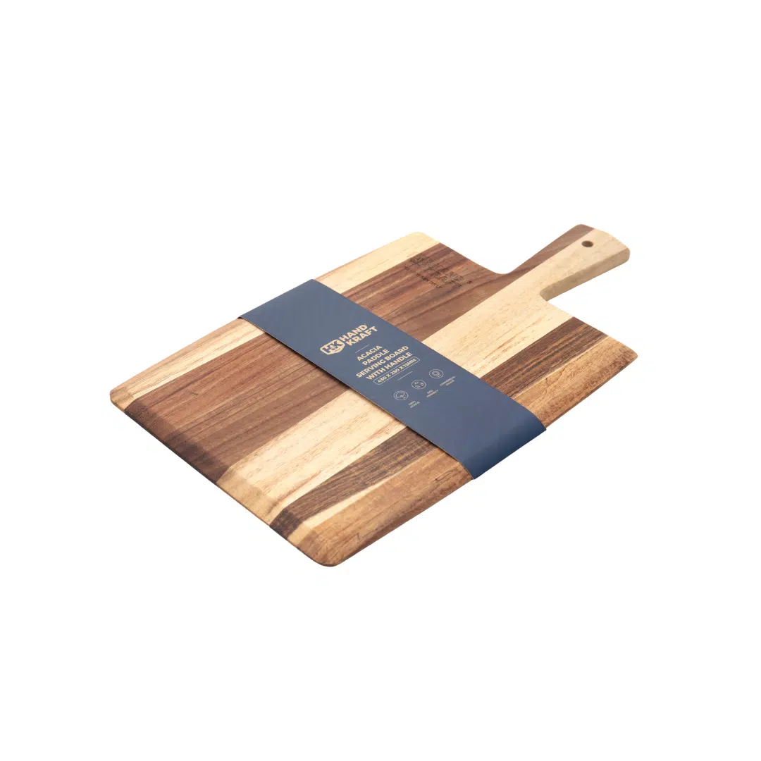 KH HandKraft®Acacia Paddle Serving Board With Handle - Image 4
