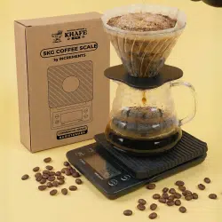 23991 Coffee Scale on yellow background with coffee beans